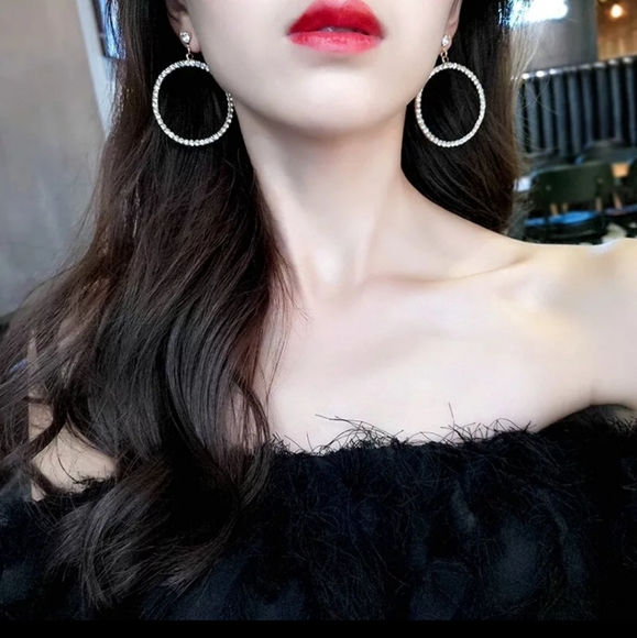 Clip On Sparkly Hoops 3in OR 2in - Picture 2 of 4